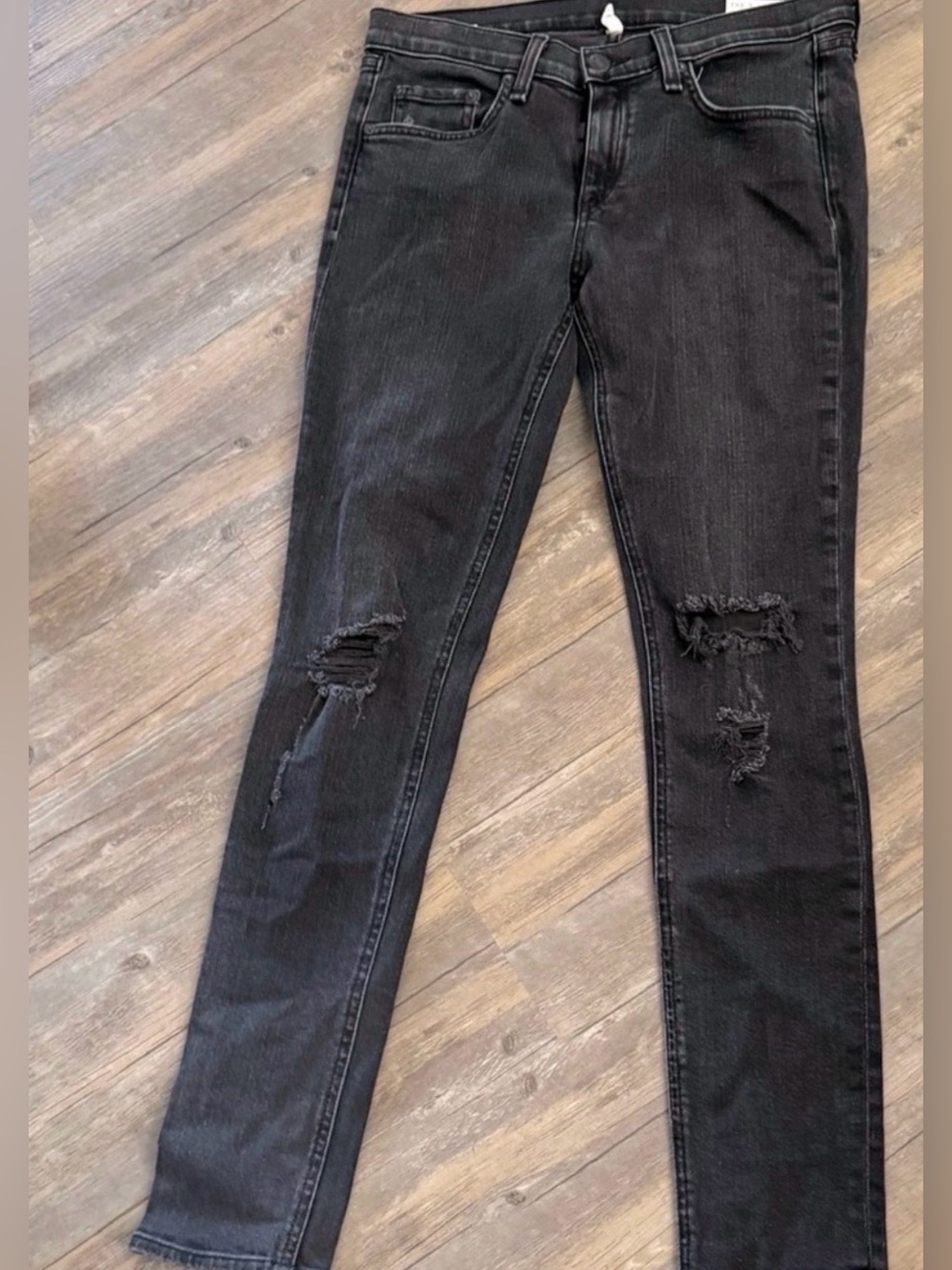 Rag & Bone Black Skinny Distressed Jeans Size 28